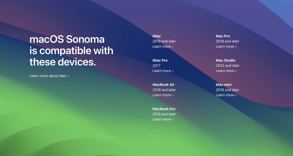 macOS 14 Sonoma WWDC 支援設備清單 支援清單