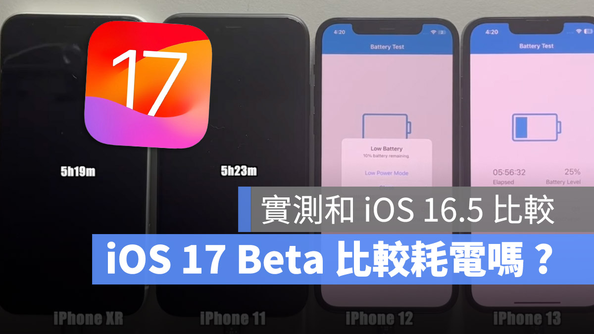 iOS 17 Beta 續航力測試 電量測試
