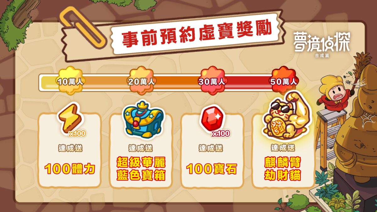 手遊 全球首款合成玩法休閒解謎遊戲 《夢境偵探：合成篇》雙平台事前預約正式開跑＿預約獎勵