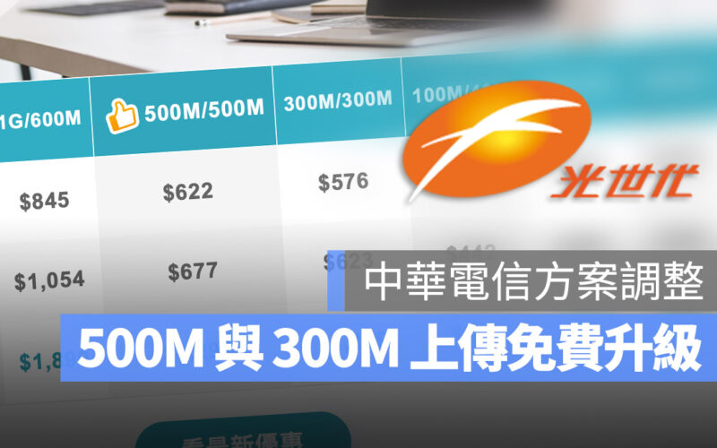 中華電信 光世代 上傳速度 升級 500M 300M