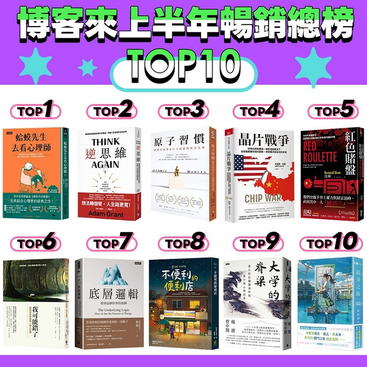 博客來2023上半年閱讀暢銷總榜 閱讀起造節