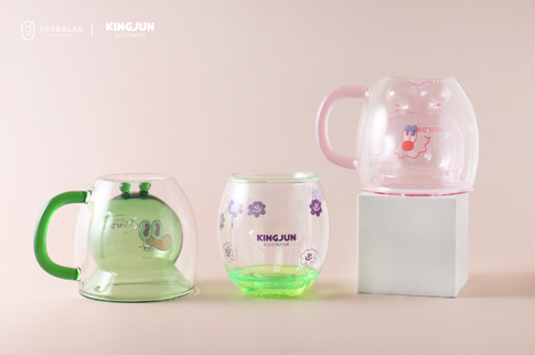 台灣玻璃工藝好玻GOODGLAS x KINGJUN入侵玻玻星球 玻璃杯兼具玩具收藏品!蠢兔與BT、病毒花造型雙層玻璃杯&吸管 首週限量9折入手