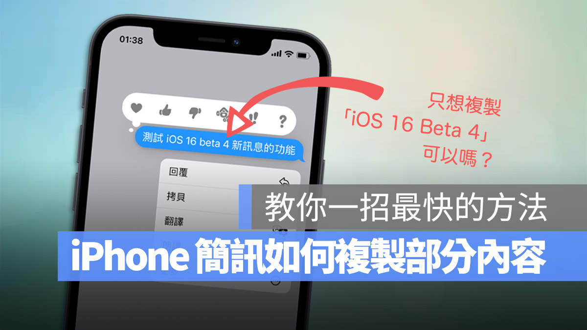 iPhone iOS iMessage 複製部分文字