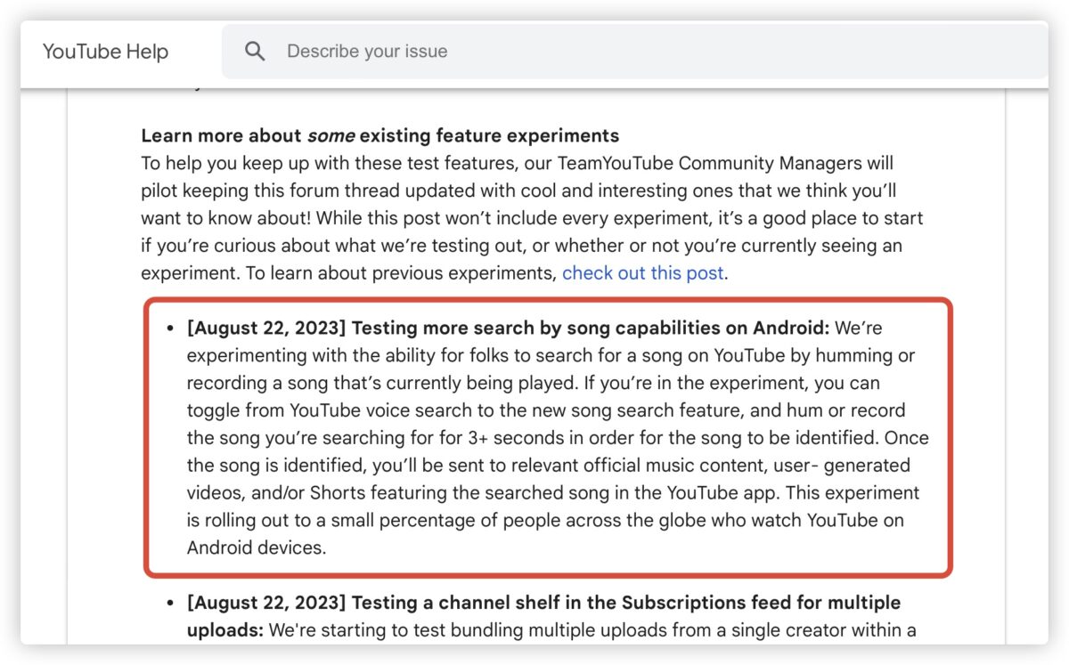 YouTube 找音樂 哼唱