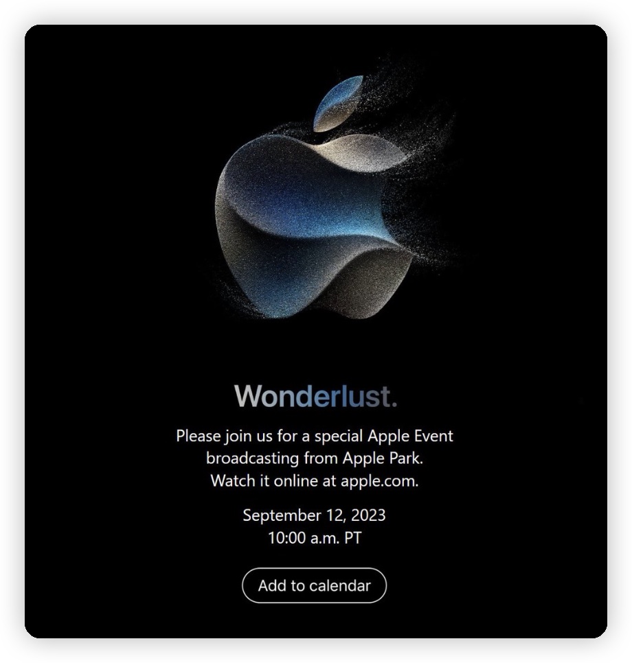 iPhone 15 發表會 邀請函 Apple Watch Ultra AirPod USB-C