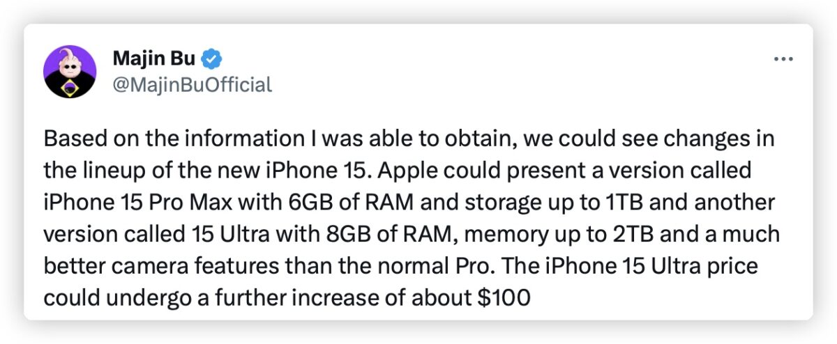 iPhone 15 Pro Max iPhone 15 Ultra
