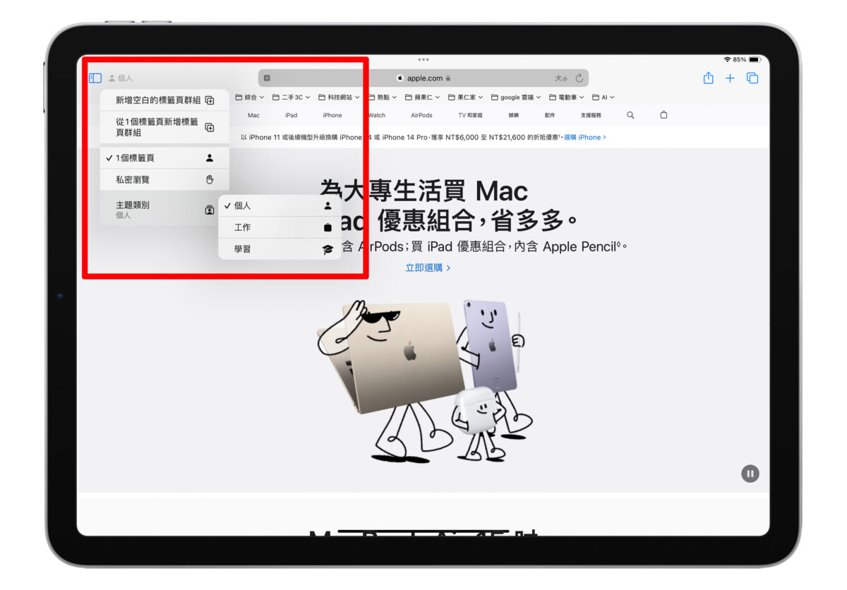 iPad iPadOS iPadOS 17 Safari 主題類別 Safari 主題類別