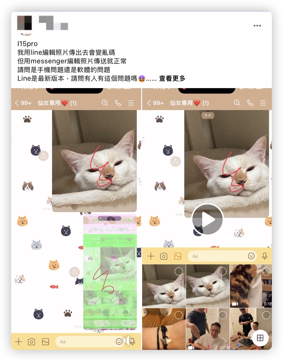 LINE 截圖 編輯 照片 圖片 變綠色 破圖 壞掉