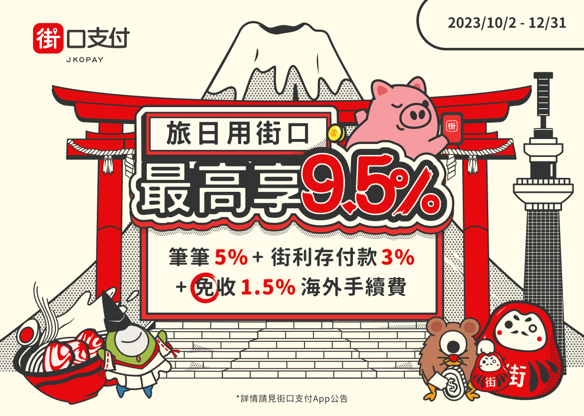 旅日支付用街口！街口支付與PayPay合作10月上線 消費最高享9.5% 破百萬間通路免1.5%手續費 筆筆5%高額回饋 街利存付款再享3%回饋無上限