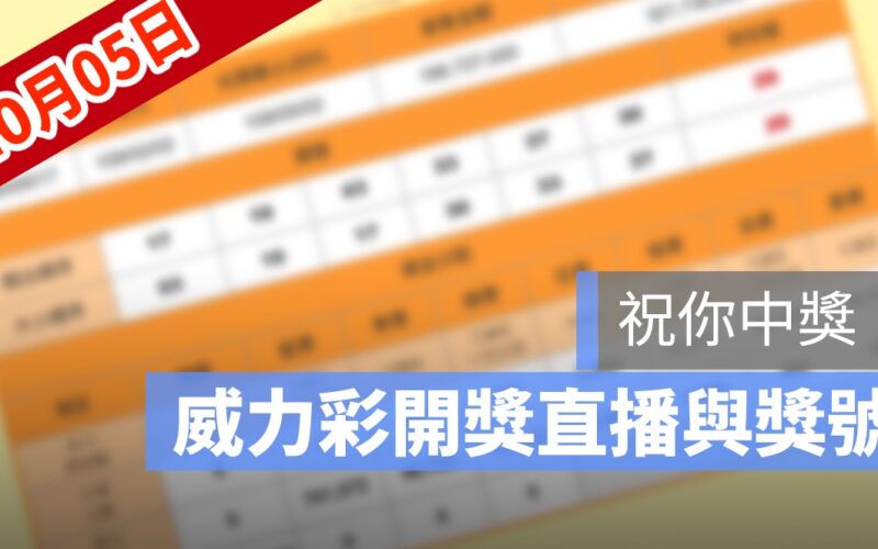 10月5日威力彩開獎直播:威力彩開獎時間幾點、得獎號碼、中獎方式看這裡