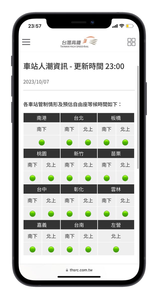 高鐵 車站人潮資訊 查詢 自由座 高鐵 App