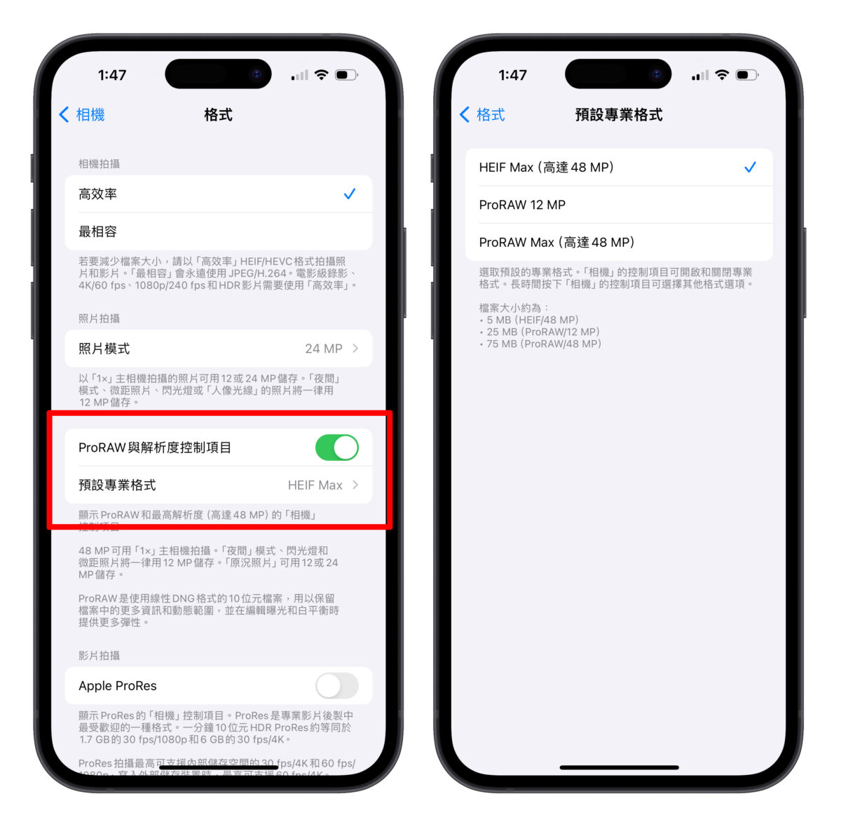 iOS iPhone iPhone 15 iPhone 15 Pro 4,800 萬畫素 高解析度照片