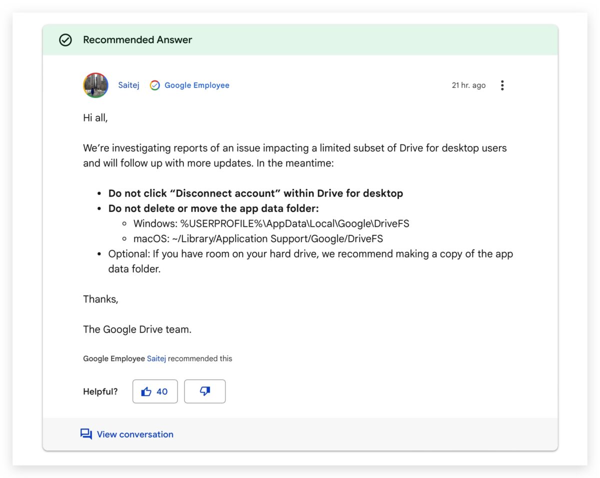 Google Google 雲端硬碟 Google Drive 檔案消失
