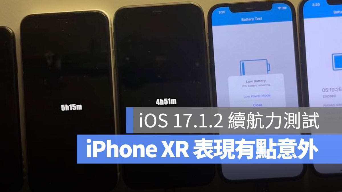 iOS 17.1.2 電池續航力 耗電測試