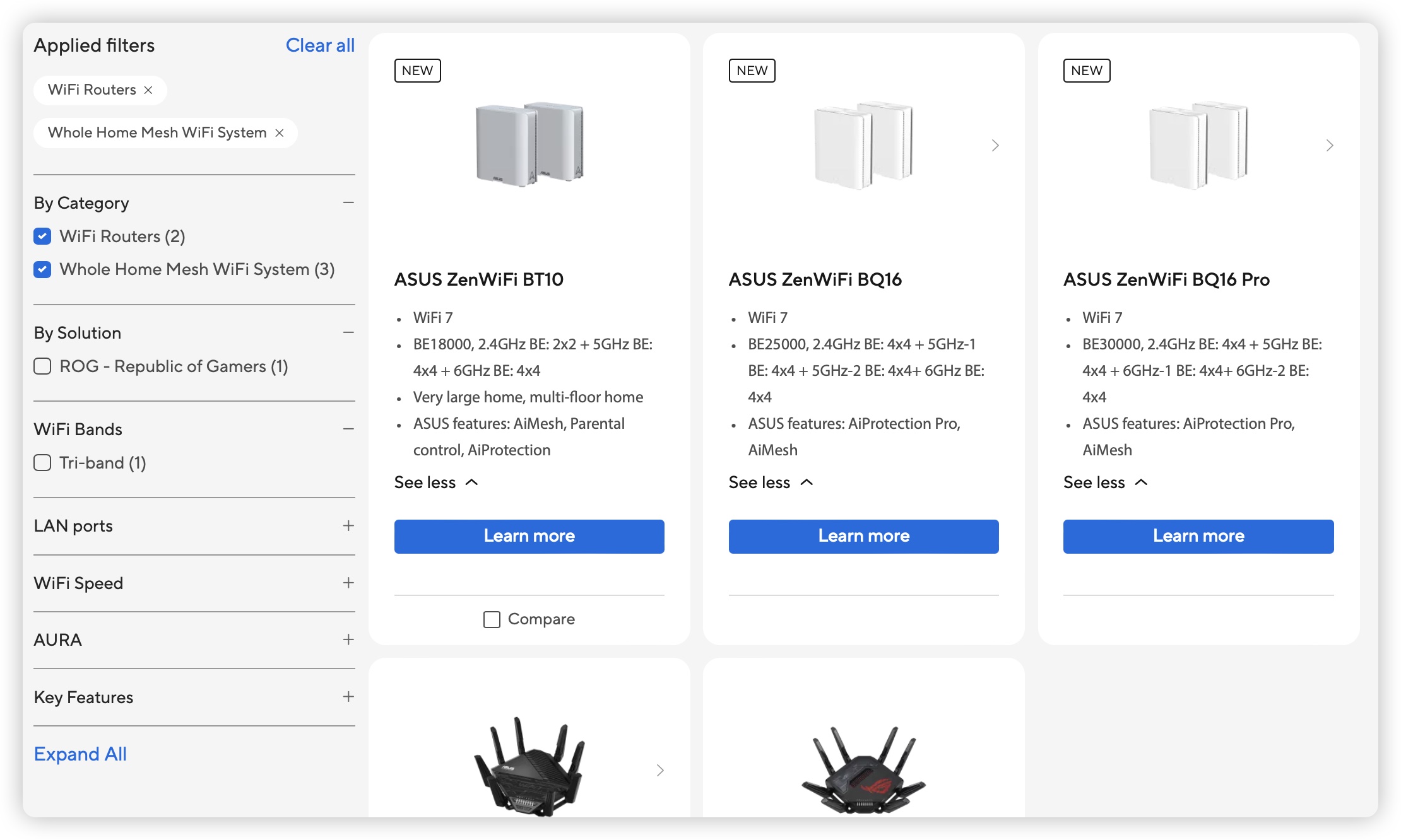 Wi-Fi 7 Wi-Fi 6E Wi-Fi 6 Mesh Tp-Link ASUS