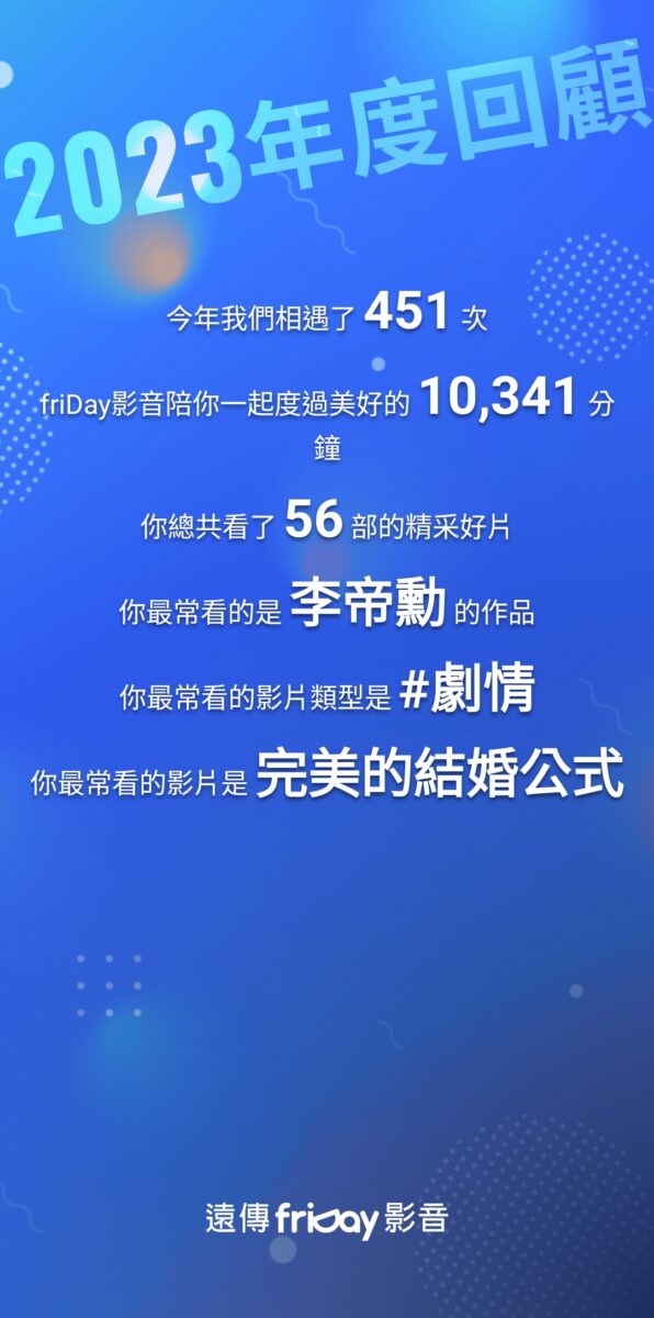 遠傳 friDay影音全新推出「你的個人年度回顧」　完整呈現追劇快樂時光