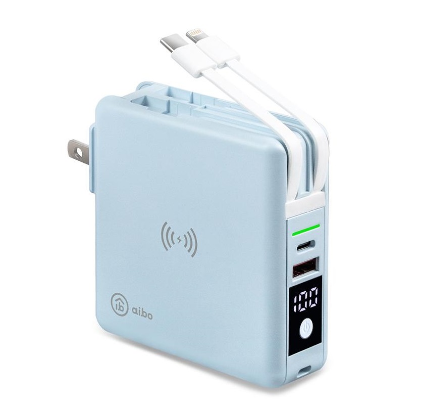 aibo 多合一 PD快充無線充行動電源 自帶線 雙快充 磁吸充電