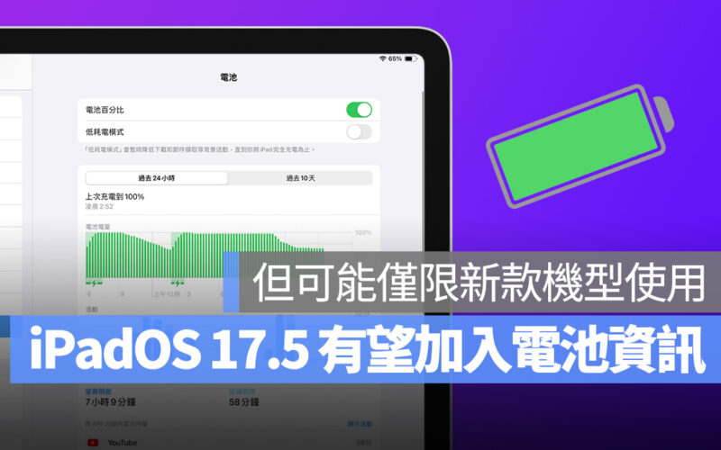 iPadOS 17.5 有望給 iPad 加入電池健康度資訊,但可能僅限最新機型才能用