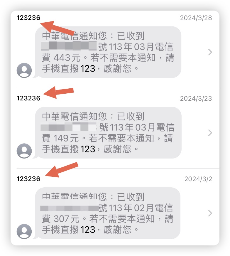 中華電信 123 簡訊 詐騙