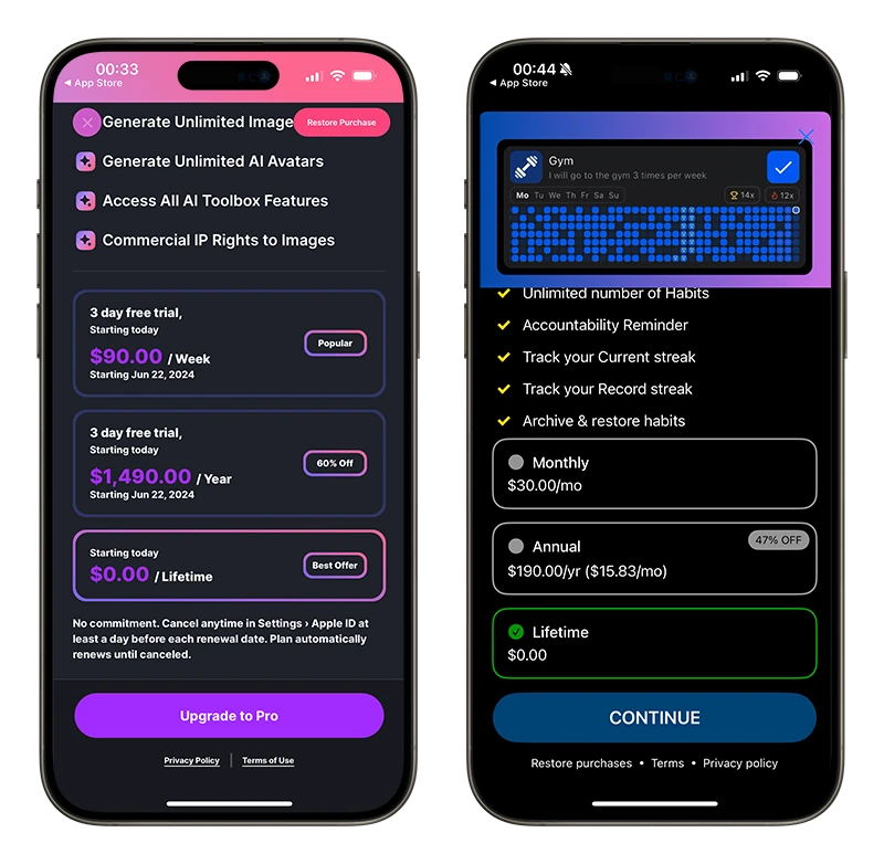 終身免費優惠 App Store 政策