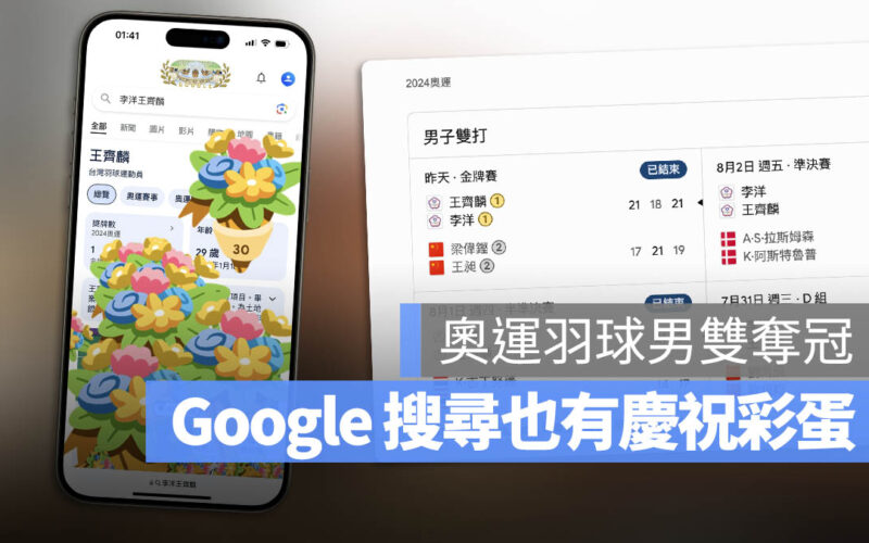 奧運羽球男雙 彩蛋 Google 金牌 冠軍 李洋 王齊麟