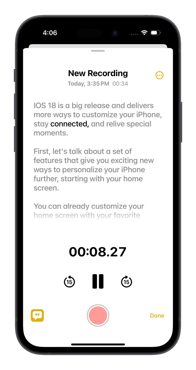 iOS iPhone iOS 18 備忘錄 iOS 18 備忘錄 語音轉文字 數學備忘錄 收合段落 重點標註