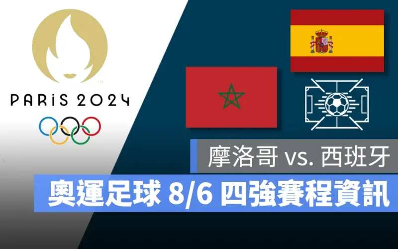 奧運 2024 巴黎奧運 巴黎奧運 足球 奧運足球 賽程 直播 男足 女足 4 強賽 準決賽 摩洛哥 西班牙