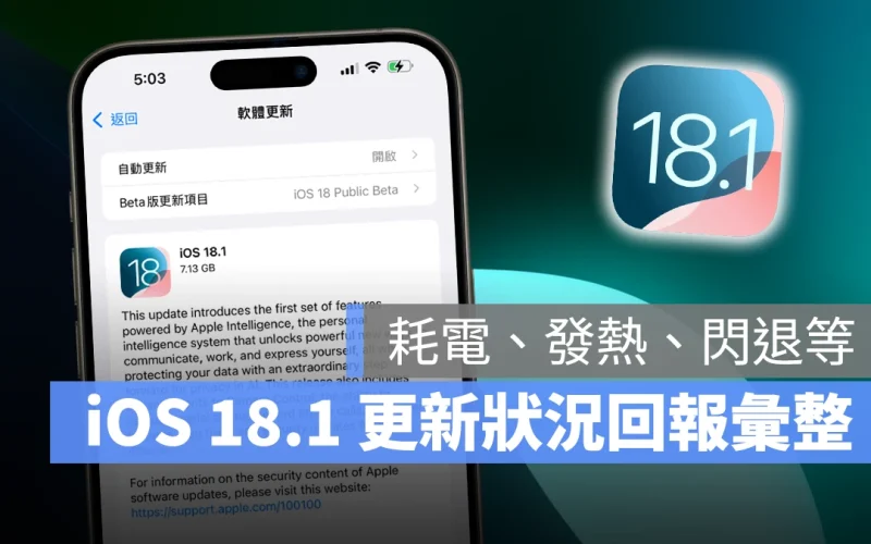 iOS iOS 18 iOS 18.1 iOS 18.1 更新 iPhone 更新 更新回報 更新災情 更新狀況 災情 iOS 18.1 災情 系統更新 軟體更新 Apple Intelligence