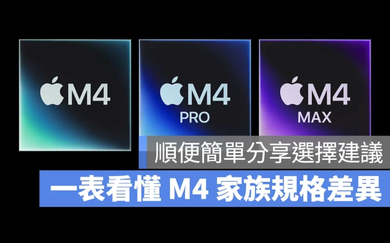 M4、M4 Pro、M4 Max 差異比較一表看懂，順便簡單分享購買建議