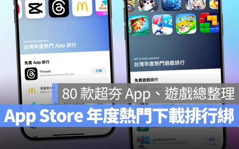 App Store 年度熱門下載排行榜出爐，80 款超夯 App、遊戲名單整理