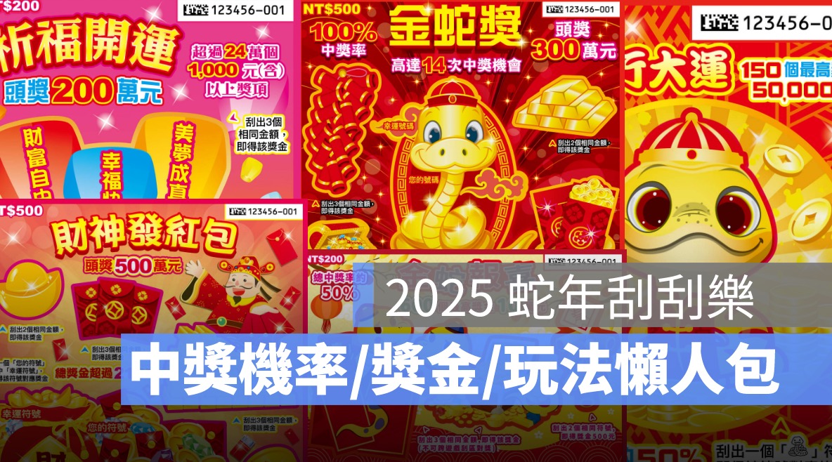 2025 蛇年刮刮樂 11 款推薦：中獎機率、頭獎獎金、玩法懶人包