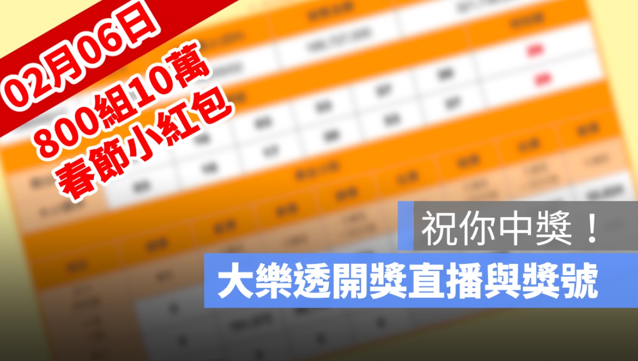 2月6日大樂透「800組10萬」春節加碼開獎：開獎號碼與小紅包獎號查詢