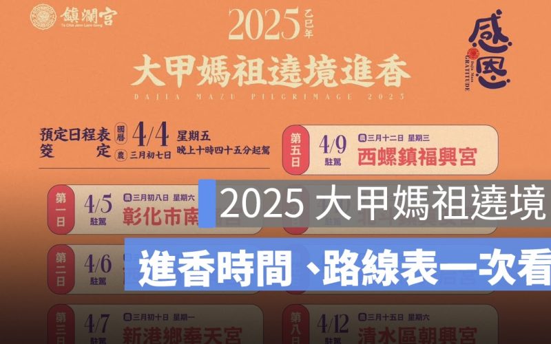 2025 大甲媽祖遶境進香：繞境日期、時間、路線一次看