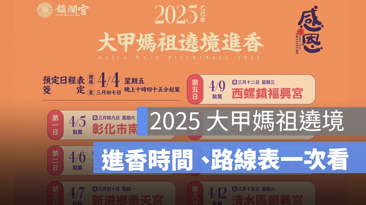 2025 大甲媽祖遶境進香：時間、路線、起駕日期一次看