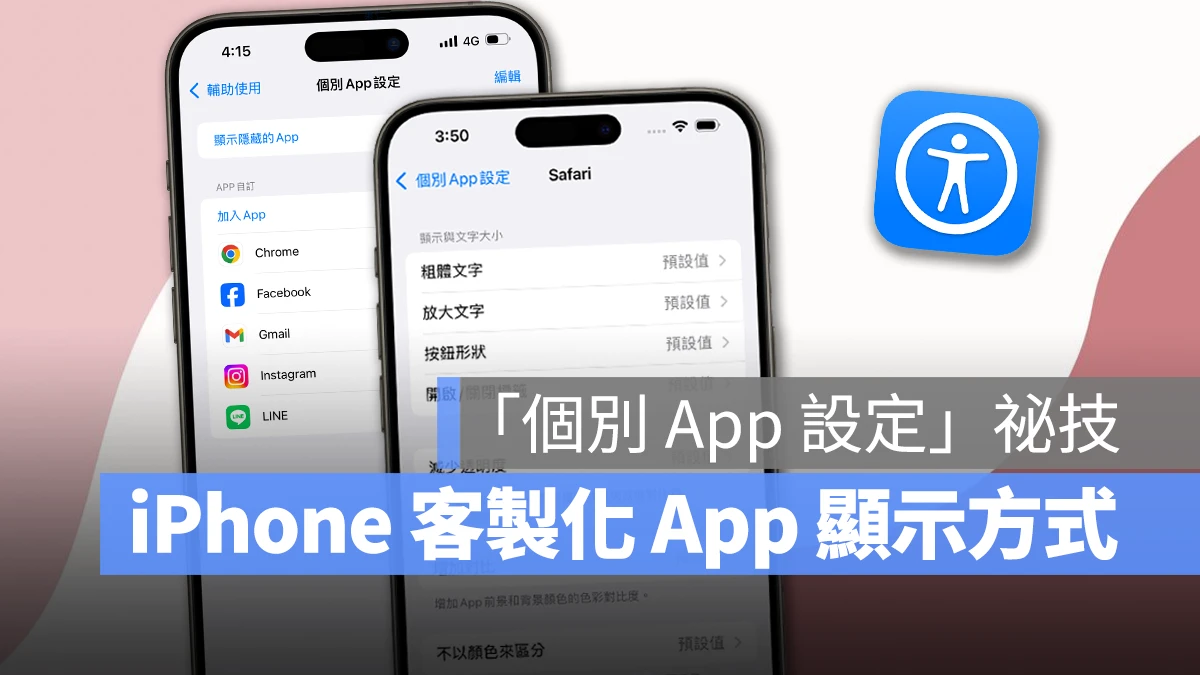 iOS iPhone 輔助使用 個別 App 設定 iPhone 個別 App 設定