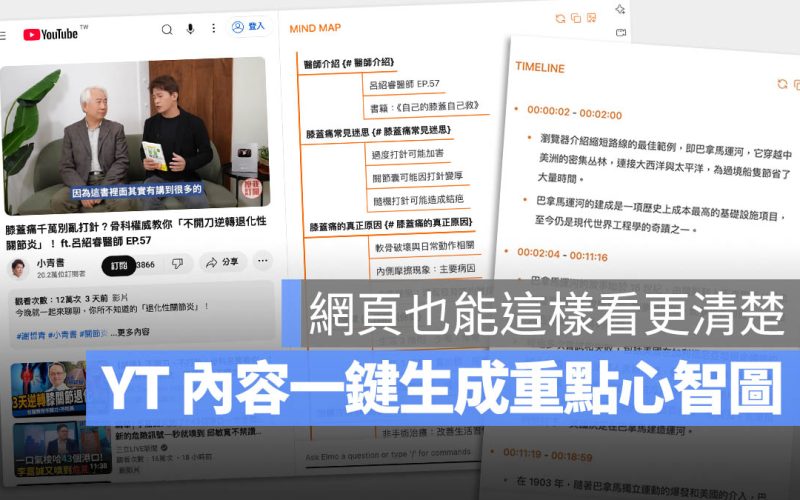 看 YouTube 前先用 AI 整理重點,還能用心智圖視覺化顯示更清楚