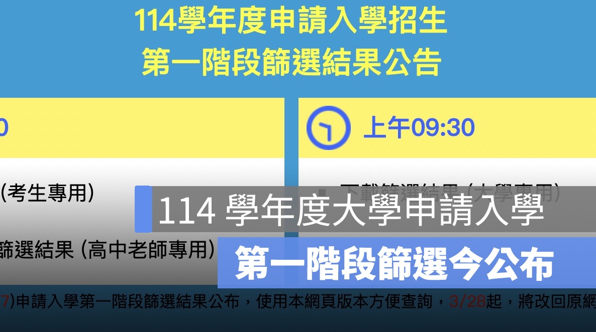 第一階段篩選今公布,申請入學,大學甄選入學委員會