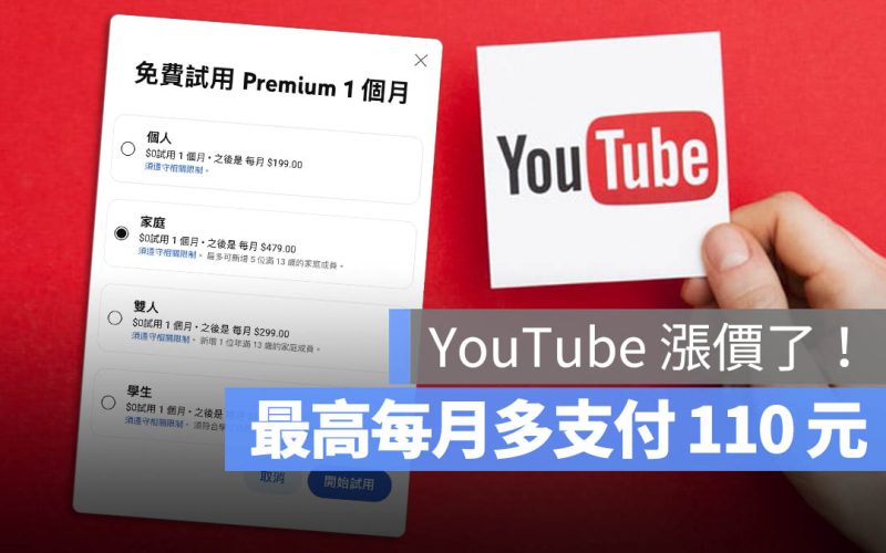 2025 YouTube Premium 又漲價了!家庭方案每月多繳 110 元