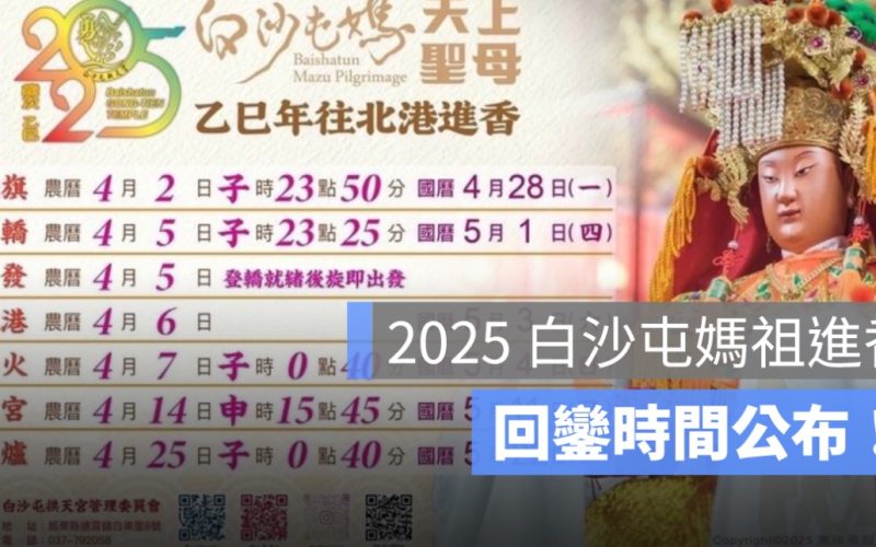 2025 白沙屯媽祖進香什麼時候回鑾？今年時間公布！