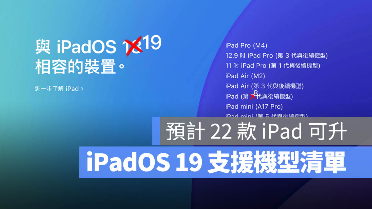iPadOS 19 支援機型清單