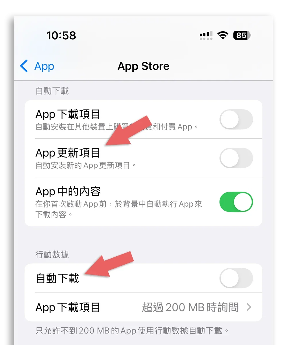 iPhone 行動網路流量
