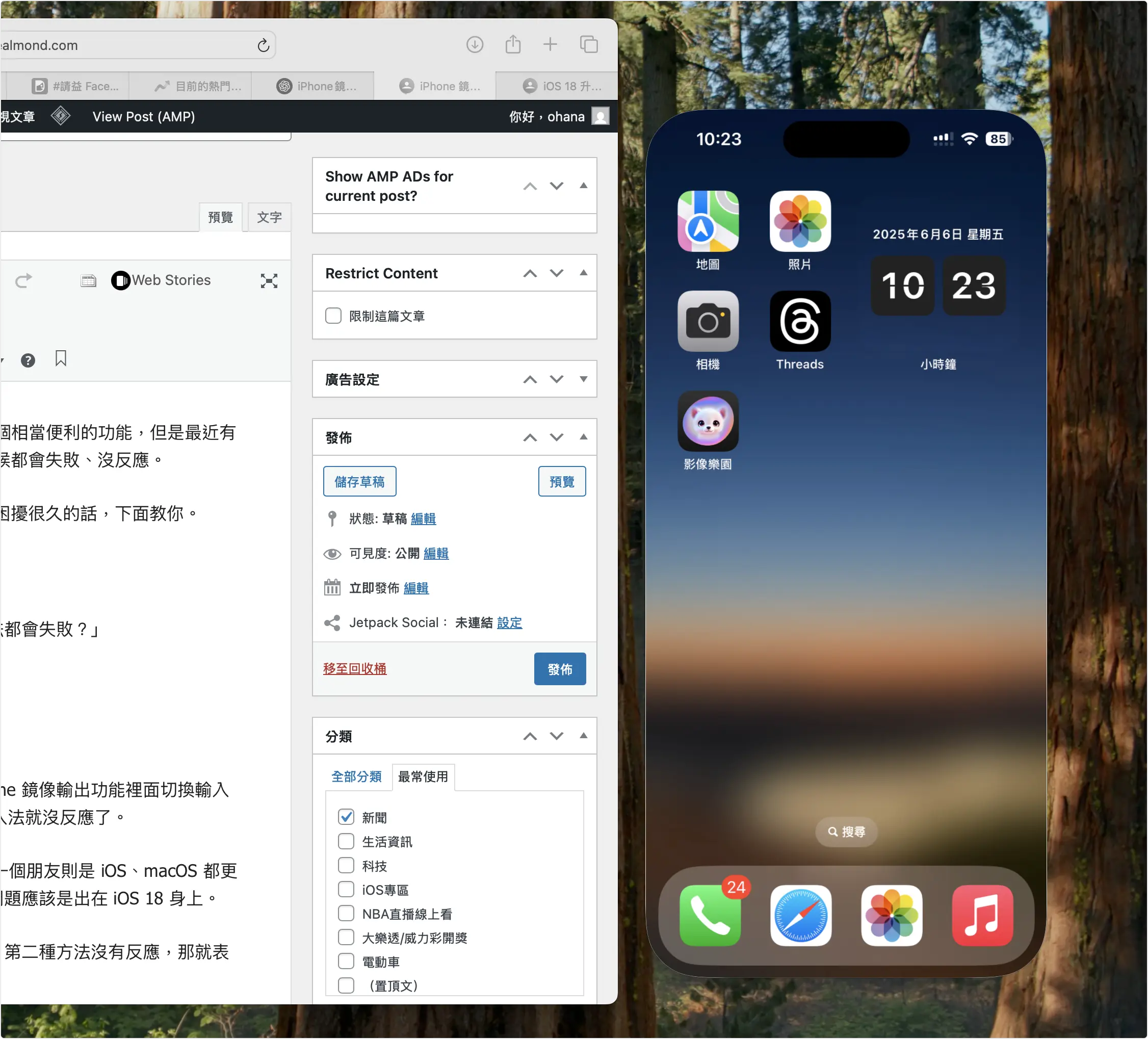 iPhone 鏡像輸出 切換輸入法