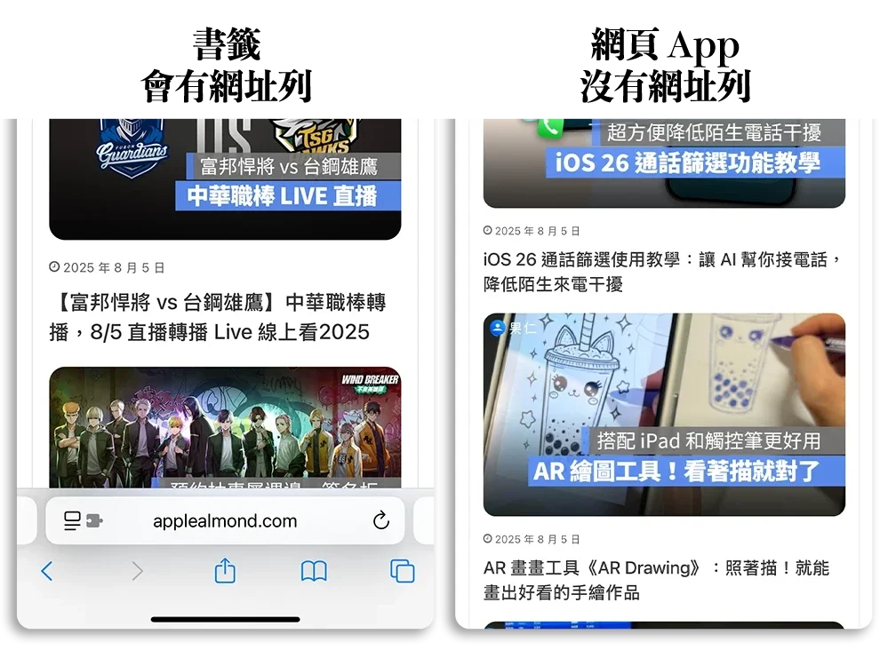 iPhone 網站存在桌面 網頁 App