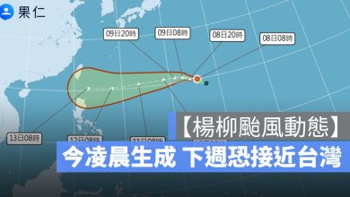 楊柳颱風動態,颱風路徑,颱風影響
