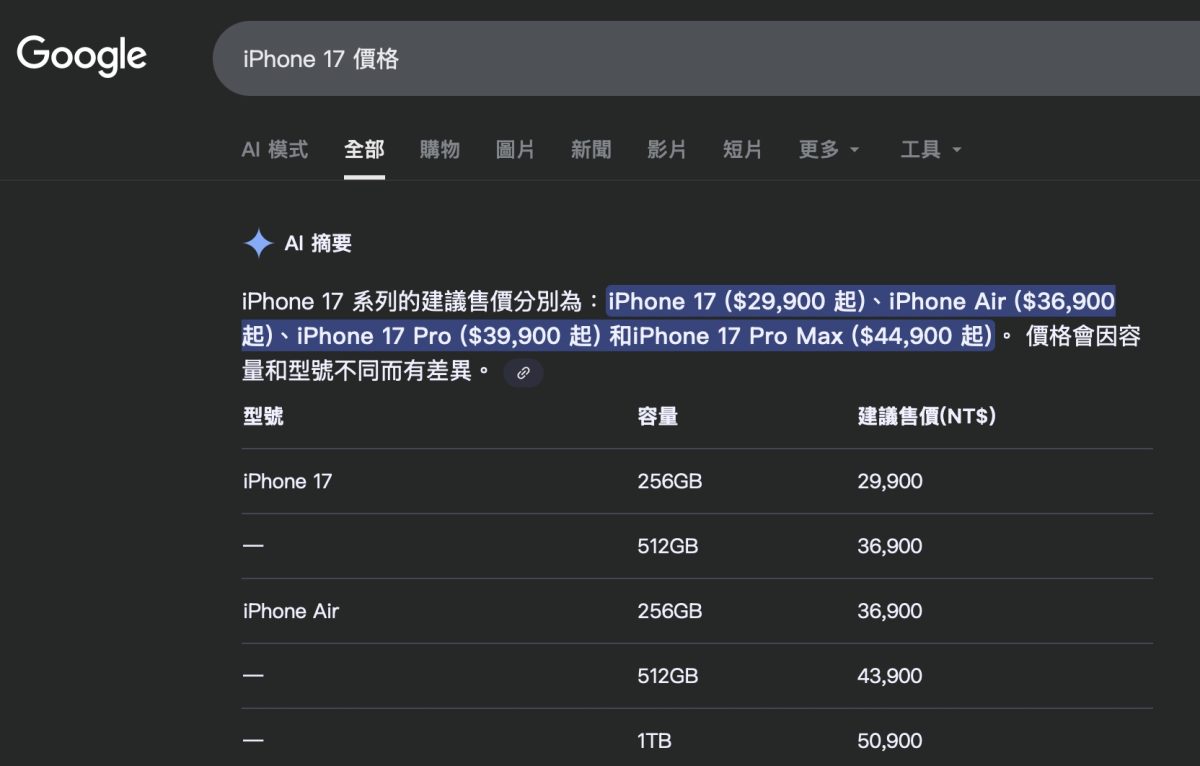 Google Gemini AI 模式 Google 搜尋 AI 模式