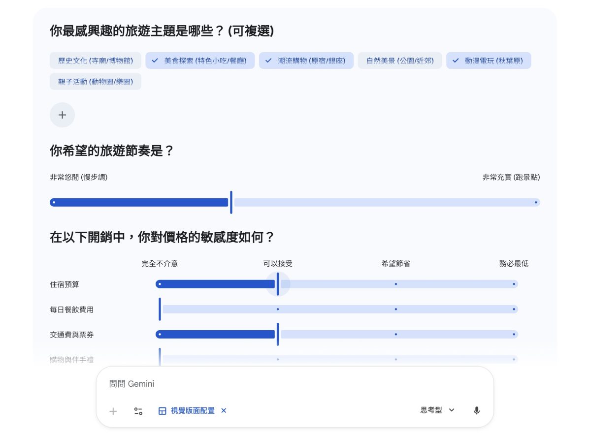 Gemini Google Gemini 視覺化版面配置 動態檢視 Gemini 視覺化版面配置 Gemini 動態檢視