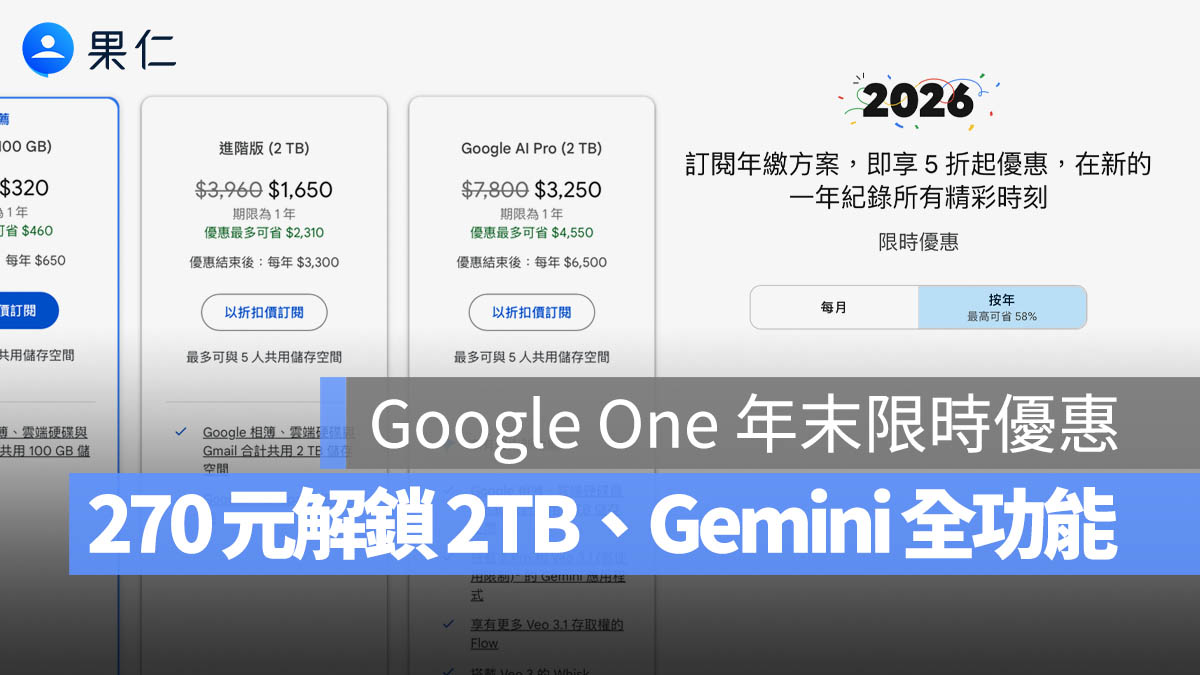 Google One 優惠 AI Pro
