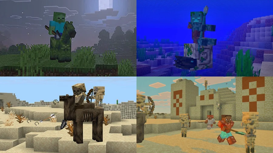 Minecraft 全新版本 MountsOfMayhem 長矛 殭屍馬 鸚鵡螺