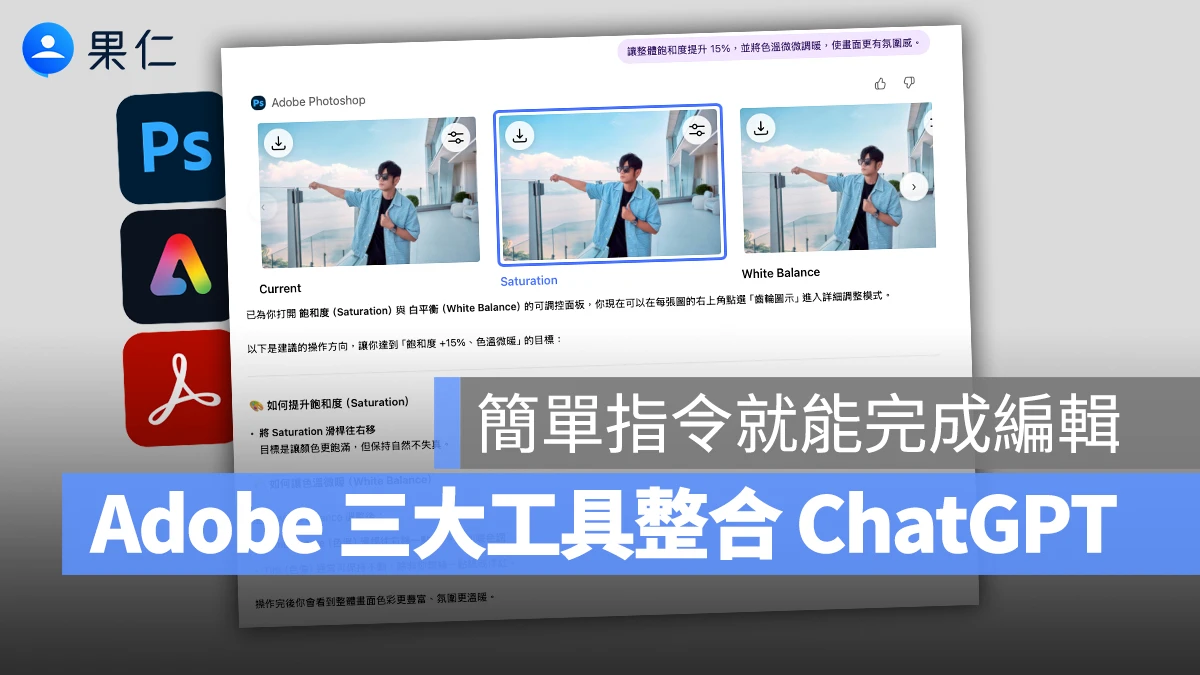 Adobe 三大工具整合 ChatGPT！簡單指令就能完成基礎編輯，免費開放用戶體驗