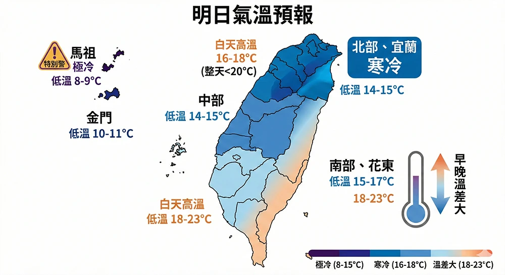 明天的天氣 降雨 下雨 冷